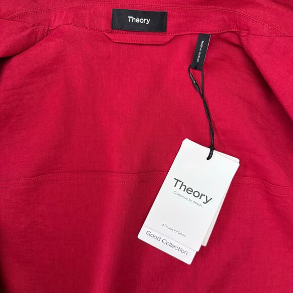 THEORY Women's Casual Linen Blend Long Sleeve Red Jacket - Picture 15 of 15